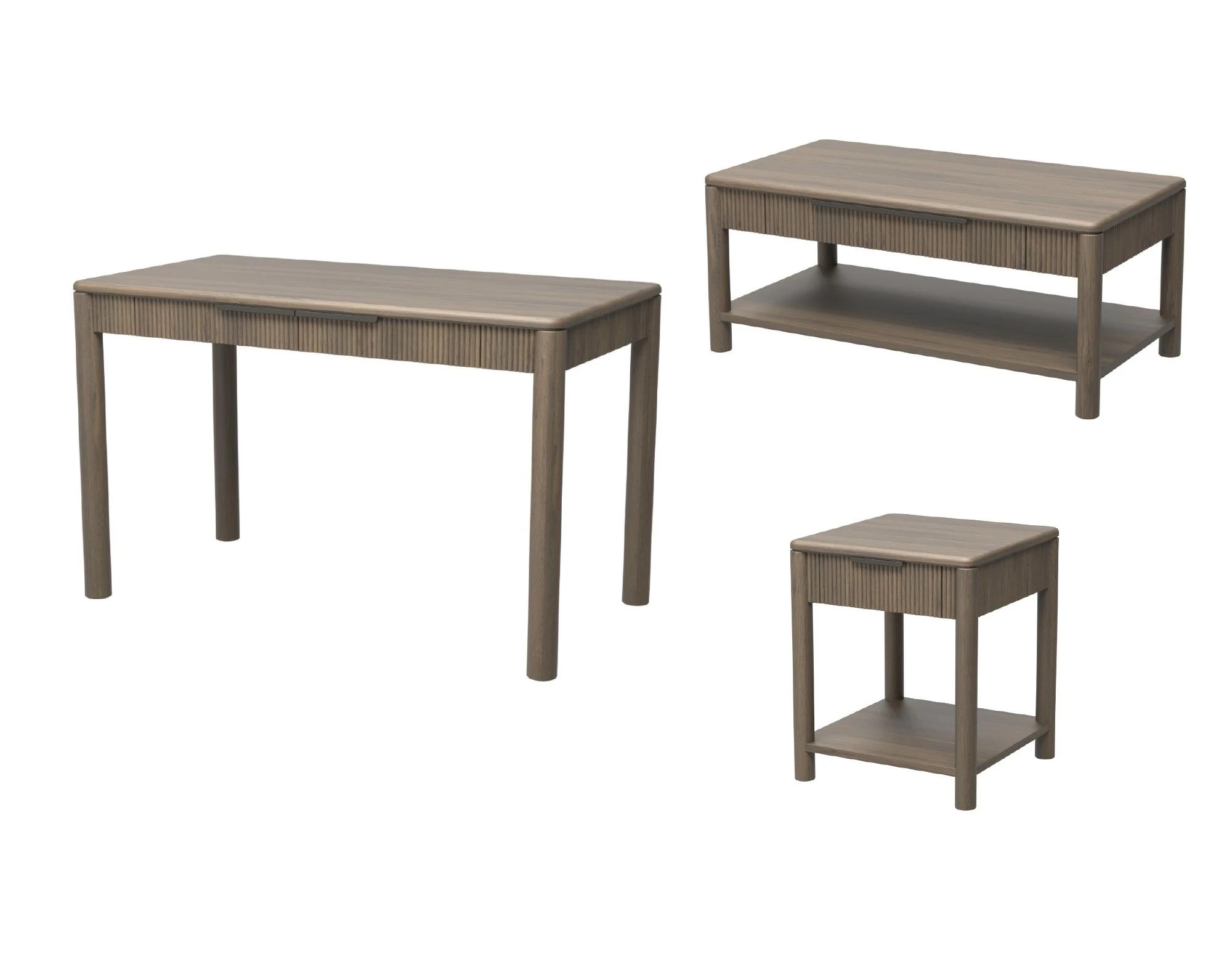 Accent Table Concepts — October 2024 — Writing Desk
48″ W x 24″ D x 30″ H
Coffee Table
40″ W x 20″ D x 17″ H
End Table
20″ W x 20″ D x 17″ H