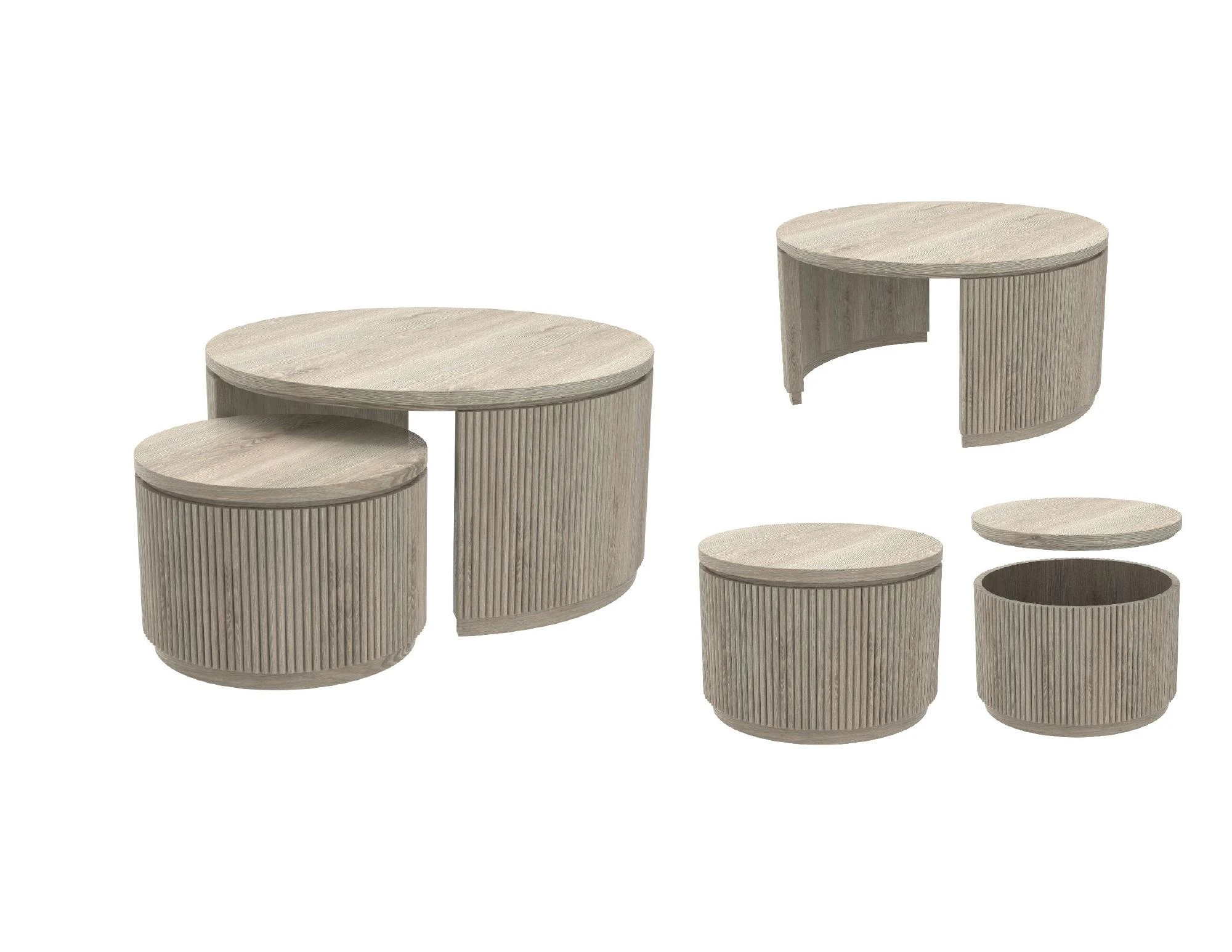 Accent Table Concepts — October 2024 — Nesting Tables
Small Table - x 20″ Diameter x 18″ H
Big Table – 35″ Diameter x 14″ H