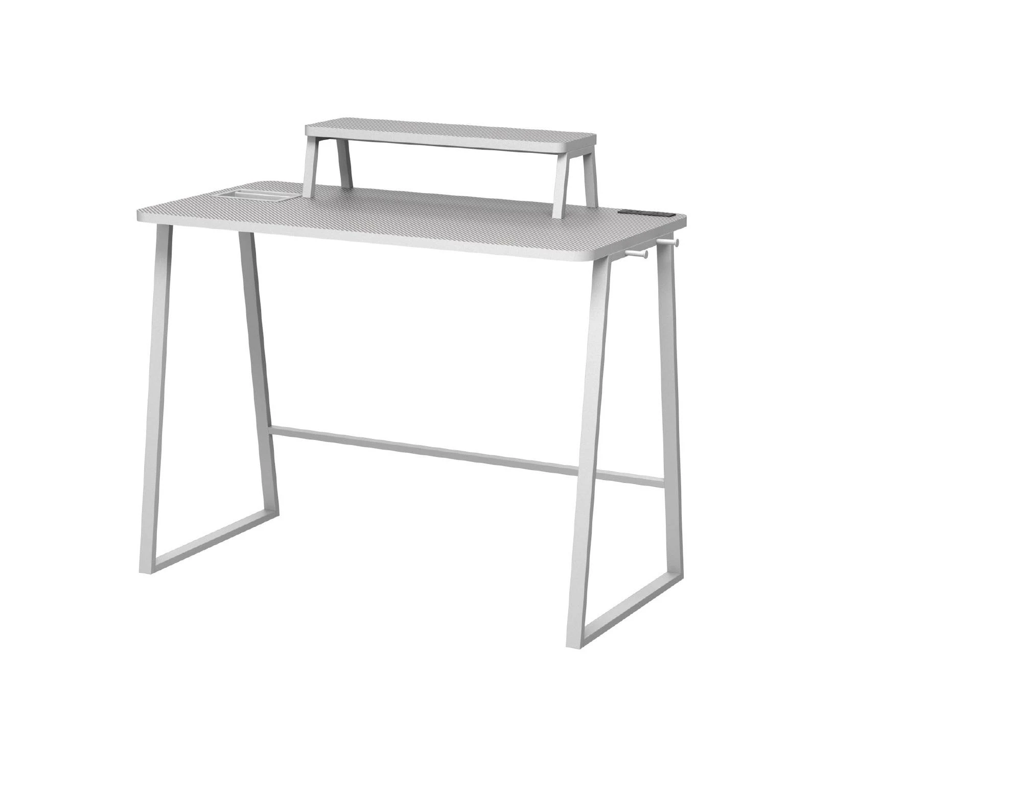 Entry Level Gaming Desks — Gaming Desk
40″ W x 20″ D x 36″ H
o AC outlet/USB A/C
o Accessory tray
o Accessory hooks
o 26" width monitor shelf
o Blu