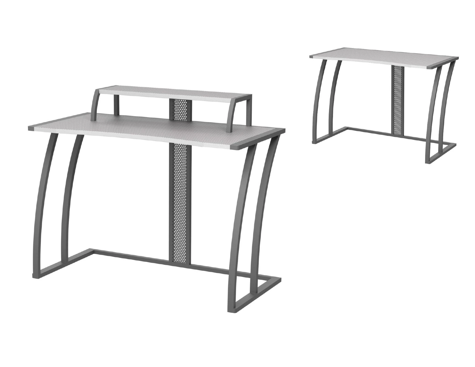 Entry Level Gaming Desks — Gaming Desk
44″ W x 20″ D x 36″ H
o 28" width monitor shelf
o Bluetooth LED lights
under monitor shelf
o Carbon fiber fi